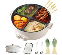 Marmite Électrique Multifonction À 4 Compartiments, Chafing Dish Électrique 6L Avec Double Contrôle De Température Indépendant, Ébullition Rapide En 6 Min, Hot Pot Électrique 4 En 1 Antiadhésif