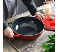 Marmite éMailléE Casserole en fonte émaillée de 30 cm avec anse boucle, marmite à soupe lourde 5 L, cocotte, ustensile cuisine, braiser(Purple)