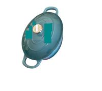 Marmite éMailléE Cocotte ovale en fonte émaillée de 28 cm for braiser, griller, cuire du pain, casserole 5 L, ustensile cuisine, cocotte(Blue)