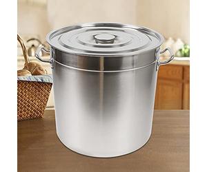Marmite en acier Inless de 50 l avec couvercle - Marmite profonde Lar pour toutes sources de chaleur, parfaite pour les ragoûts familiaux, les currys, les soupes et plus encore - Cuisine tial