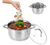 Marmite en Acier Inoxydable 1,6 L avec Couvercle en Verre, 16cm, pour Induction Gaz, Casserole à soupe