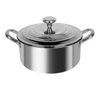 Marmite en Acier Inoxydable 28cm avec Couvercle Métal et Poignées Renforcées Cheffinger Argent Argent