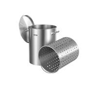 VEVOR Marmite en Acier Inoxydable 34 L avec Panier, Couvercle et Poignée, Faitout de Qualité Commerciale, Pot de Cuisson avec Traitement de Ponçage, Marmite Traiteur pour Grands Événements, Argent