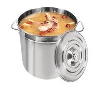 Marmite en acier inoxydable - 50 l - Ustensile de cuisine - Diamètre : 40 x 40 cm - Grande casserole avec couvercle - Pour cuisinière à induction, cuisinière à gaz, électrique (50 l)