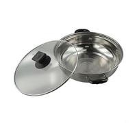 Marmite en acier inoxydable avec couvercle en verre et deux poignées pour soupe, ragoût, cuisson chaude - Compatible avec plaques à induction, gaz, électriques (26 cm)