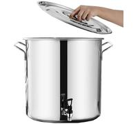 Marmite en Acier Inoxydable avec Robinet - Marmite à Soupe Ronde De 5 à 90 L, Seau à Vin Et Bidon De Lait avec Robinet - Fond Composite épais, Poignées Douces Au Toucher, One Color, 40 * 50cm(56L)
