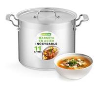 NutriChef Marmite 12 L en Acier Inoxydable - Grande Capacité pour Ragoût, Soupe, Mijotage, Répartition Uniforme de la Chaleur, Compatible Lave-Vaisselle, Induction, Céramique et Halogène