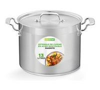 Marmite en Acier Inoxydable - Nutrichef - 13.25 Litres - avec Couvercle - Argenté