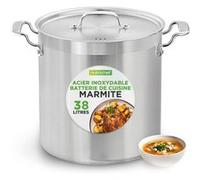 Nutrichef Marmite en Acier Inoxydable - 36 L - Marmite Induction avec Couvercle et Poignées Rivetées Solides, Distribution Uniforme de la Chaleur, Compatible avec la Plupart des Plaques de Cuisson
