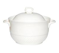 Marmite en acier inoxydable, Petite casserole en cuivre, soupière blanche avec couvercle, marmite de service porcelaine cuillère(White,1.8Quarts)