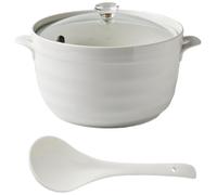 Marmite en acier inoxydable, Petites casseroles en cuivre, soupière blanche porcelaine avec couvercle, rondes(Glass Cover,2.2L/2Quarts)