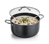 Marmite en aluminium 11 4 L avec couvercle en verre tous feux dont induction pour bouillons pâtes et pot-au-feu