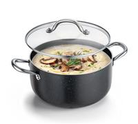 Marmite en Aluminium 5 7 L Compatible avec Cuisinière à Gaz ou Électrique Plaque à Induction Faitout avec Couvercle en Verre