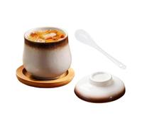 Marmite en céramique avec couvercle, 250 ml, petit bol à nouilles en céramique imperméable avec couvercle et cuillère - Casserole de cuisine pour ragoûts, œufs, légumes, soupes, desserts et apéritif