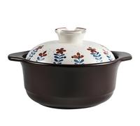 Marmite en céramique, casseroles, cocotte avec couvercle, grande marmite argile résistante à la chaleur, ronde poignée, terre cuite