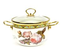 Marmite en céramique, casseroles, marmite émail avec couvercle verre, casserole antiadhésive poignée, à ragoût acier inoxydable motif floral vintage