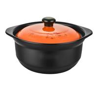 Marmite en céramique, grande cocotte terre cuite, avec couvercle et double poignée, résistante à la chaleur