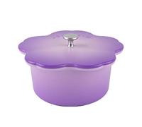 Marmite en céramique marmite en fonte émaillée avec double poignée et couvercle cocotte classique four hollandais 2,2 L poêle antiadhésive pour la maison marmite cocotte (couleur : violet) (violet A)