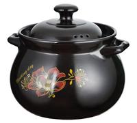 Marmite en céramique, petite casserole cuivre, cocotte, marmite argile avec couvercle, terre cuite, à ragoût ronde résistante la chaleur, soupe