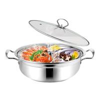 Marmite en céramique, petite casserole cuivre multifonction 30/32/34 cm, marmite vapeur for écrevisses, crabes, crevettes, homards - acier inoxydable