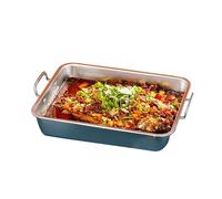 Marmite en céramique, petite casserole cuivre, rôtissoire rectangulaire acier inoxydable avec poignées - 25/30 cm, à poisson