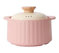 Marmite en céramique, petite casserole en cuivre, cocotte en céramique avec couvercle, marmite en céramique antiadhésive, marmite ronde résistante à la chaleur(Pink,1.3L)