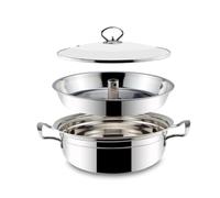 Marmite en céramique, petites casseroles cuivre, cuiseur vapeur acier inoxydable for fruits de mer et crabe - 30/32/34 cm avec plateau couvercle, marmite à soupe for tamales