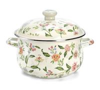 Marmite en émail avec couvercle, mijoteuse, marmite en émail à motif floral avec couvercle, marmites for la cuisson(24cm)