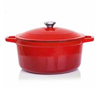Marmite en fonte 6L rôtissoire | Marmite en fonte rouge - cocotte | rôtissoire | poêle à frire | marmite| Dutch Oven