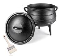 Marmite En Fonte, Chaudron Avec Couvercle, Poignée, Pinceau À Huile, Ustensile De Cuisine Pour Cuisiner Et Cuisiner Au Camping, À L'intérieur Comme À L'extérieur, Noir(0.8L)