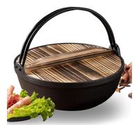 Marmite En Fonte, Cocotte En Fonte Avec Couvercle, Robuste, Pour Bouillir, Mijoter, Faire Sauter, Marmite À Soupe, Camping, Noire(Diameter 29cm)