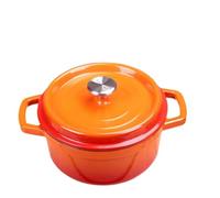 Marmite en fonte émaillée au four, Mini cocotte légère avec couvercle, marmite ronde antiadhésive for ragoût domestique Durable(Orange,24cm)