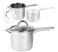 Marmite en inox 3,6L avec passoire & couvercle en verre - pour frites, asperges, pâtes - convient à l'induction
