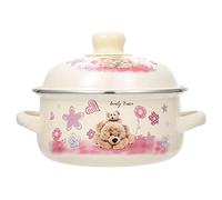 Marmite en porcelaine émaillée avec couvercle en émail pour soupe, poulet, rôti, cuisine, 16 cm (ours)