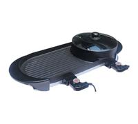 Marmite Et Gril Électrique 2 En 1, Double Face For Shabu, Grillades Et Friture - Élément Chauffant En U, Chauffage Rapide, Trous De Dissipation De Chaleur