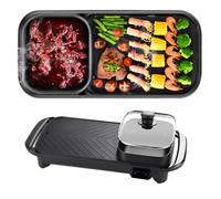 Marmite Et Poêle À Griller Électrique 2 En 1, Multicuiseur Antiadhésif Sans Fumée For La Maison, Corps Épais Moulé Sous Pression, Facile À Nettoyer