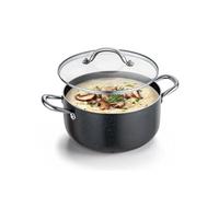 Marmite Faitout en Aluminium 7,6 L - Couvercle Verre Antiadhésif