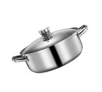 Marmite Fondue Chinoise Inox à Deux Compartiments Couvercle | Acier Inoxydable, Intérieur Antiadhésif, Chauffage Uniforme, Poignée Isolante, pour Cuisinière Électrique, Ingrédients Chauds