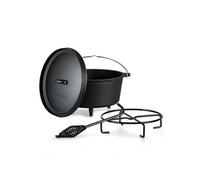 ToCi 7.2L Four Néerlandais, Cocotte en Fonte Pré-assaisonné avec Couvercle, Faitout pour l'Exterieur, Marmite Résistante au Four, Chaudron Magique en Fonte de Camping et Barbecue, Lève-couvercle