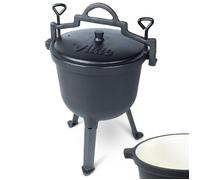 Marmite hongroise en fonte émaillée sur pieds avec couvercle CAST LINE - 8 L pour feu de camp