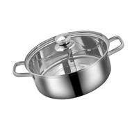 Marmite Hot Pot Inoxydable Double Compartiment pour Cuisson Maison | Poignée Anti Brûlure, Verre Trempé, Chauffe Rapide, Usage Plaque Électrique Céramique, Finition Argenté
