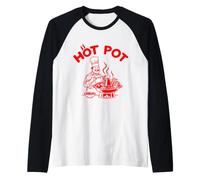 Marmite Hotpot Chef Graphique Fastfood Illustration Hot-Pot Manche Raglan