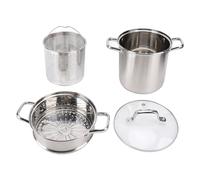 Marmite Inox 2L avec Poignées Antibrûlure et Fond Composite Épais - Casserole Antiadhésive Durable, Panier Vapeur Inclus, Parfaite pour Cuisine Familiale (Tapez 2)