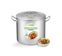 NutriChef Marmite Inox 35 QT (33,1 L) avec Couvercle - Grande Marmite à Soupe, Faitout Inox Tous Feux dont Induction - Grande Capacité Acier Inoxydable