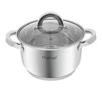 Marmite Inox avec Couvercle en Verre 18cm 2.9L Compatible Induction Argent