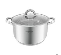 Cheffinger Marmite Inox avec Couvercle en Verre 24cm 6.5L Compatible Induction