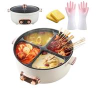 Marmite multifonctionnelle à 4 compartiments, marmite électrique séparés, grande capacité de 6L, un réchaud saveurs, shabu chinois aux variées