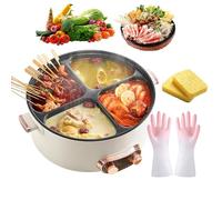 Marmite multifonctionnelle à 4 compartiments, marmite électrique séparés, grande capacité de 6L, un réchaud saveurs, shabu chinois aux variées