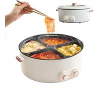 Marmite Multifonctionnelle à Quatre Grilles, Chaudron électrique De 6 Litres Pour Shabu, Marmite électrique De 2000 W, 2 Niveaux De Chaleur, Contrôle Indépendant De La Température, Revêtement
