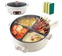 Marmite multifonctionnelle à quatre grilles, marmite antiadhésive intégrée électrique à 4 compartiments, grande capacité de 6 L, contrôle indépendant de la température pour la fête à la maison